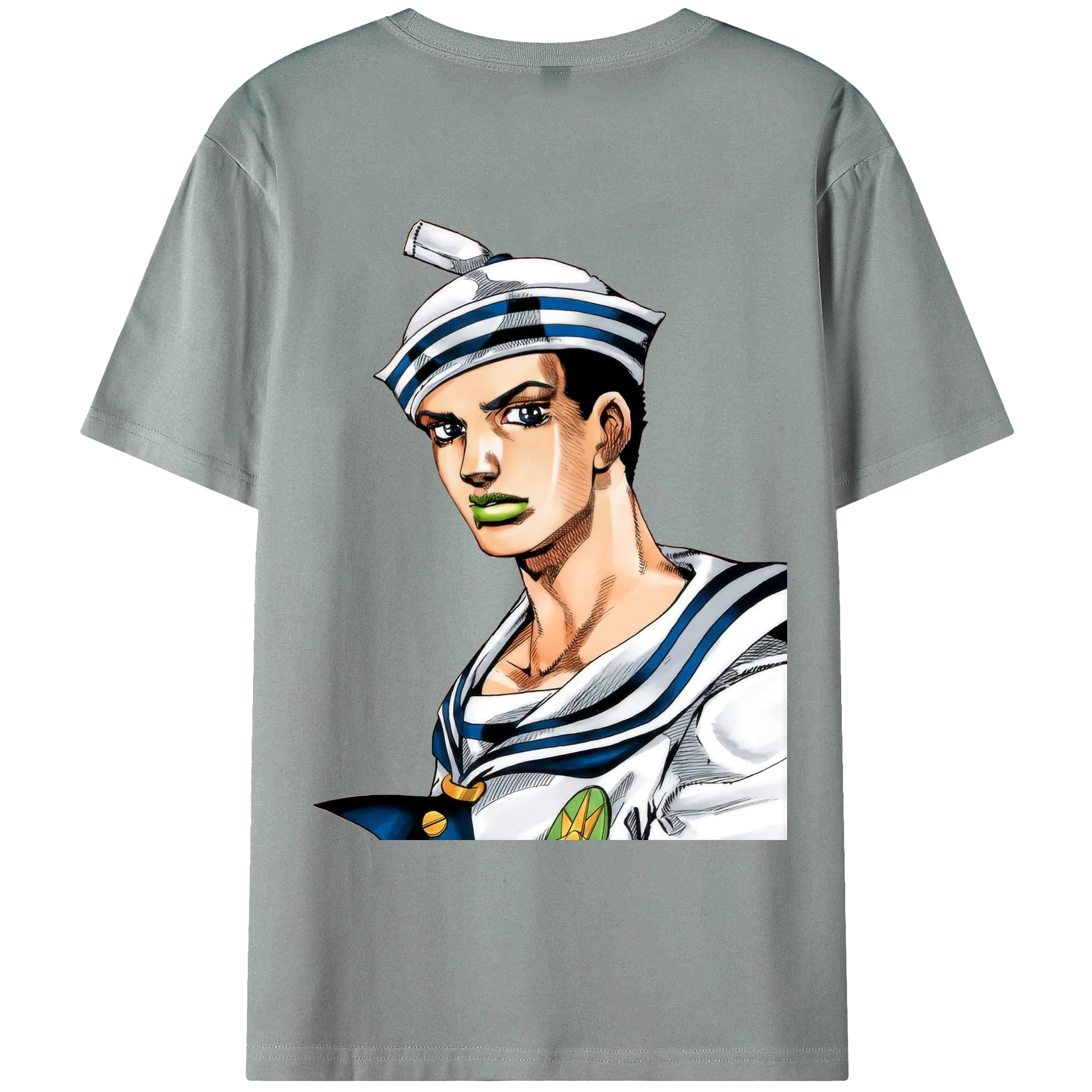 （画像用） ジョジョの奇妙な冒険 東方定助 JoJo's Bizarre Adventure Higashikata Josuke 綿100％ メンズ半袖Tシャツ（バックプリント） 通気性